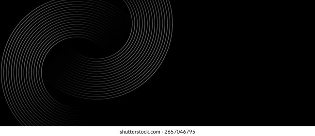 Abstractas líneas geométricas brillantes negras patrón de líneas circulares grises brillantes modernas, degradado gris negro moderno.eps 10