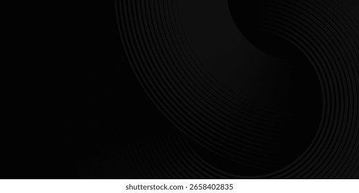 Abstrato preto brilhante linhas geométricas padrão de linhas de círculo cinzento brilhante moderno, vetor