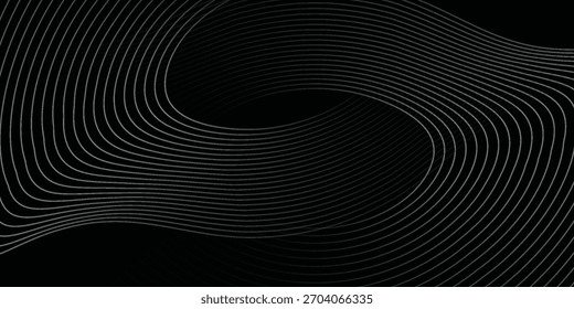 Abstract black glowing geometric lines on gray background. Modern shiny blue circle lines pattern. Futuristic technology concept. Suit for cover  poster