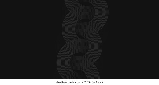Abstrato preto brilhante linhas geométricas padrão de linhas de círculo cinzento brilhante moderno, anéis de gradiente cinza preto moderno, ilustração vetorial 10 EPS
