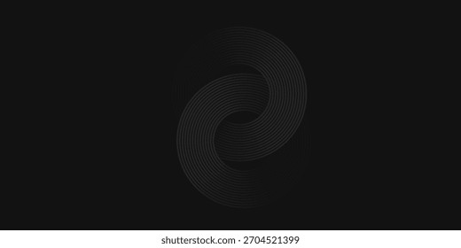Abstract black glowing geometric lines modern shiny gray circle lines pattern, Modern black gray gradient rings, vector ilustration 10 EPS
