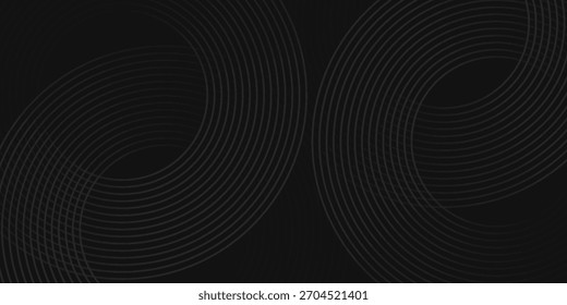 Abstract black glowing geometric lines modern shiny gray circle lines pattern, Modern black gray gradient rings, vector ilustration 10 EPS
