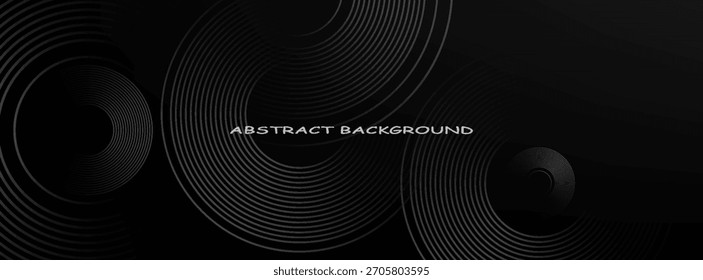 Abstract black glowing geometric lines modern shiny gray circle lines pattern, Modern black gray gradient rings, circle black background. modern trendy design