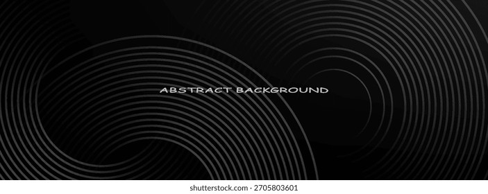 Abstract black glowing geometric lines modern shiny gray circle lines pattern, Modern black gray gradient rings, circle black background. simple design