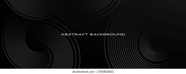 Abstract black glowing geometric lines modern shiny gray circle lines pattern, Modern black gray gradient rings, circle black background. suit for bussines, banners