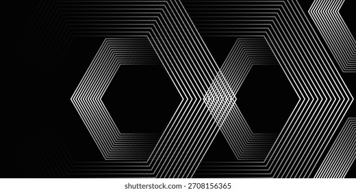 Abstract black glowing geometric lines modern shiny gray circle lines pattern, Modern black gray gradient rings
