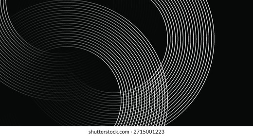 Abstrakte schwarz glühende geometrische Linien moderne glänzende graue Kreislinien Muster	
