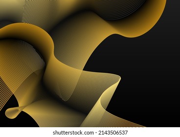 Abstract black and gold background with modern wave curve elegant corporate business concept