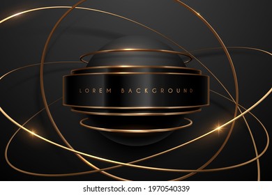 Abstract Black And Gold Background With Rings