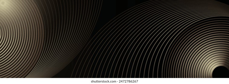 Abstract black and gold background with two circles. Suitable for banner, cover, poster, website, presentation, brochure, flyer, header
