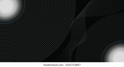 Abstract black and gold background with two circles. Suitable for banner, cover, poster, website, presentation, brochure, flyer, header