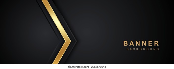Abstrakter schwarz-goldener Hintergrund, abstraktes Vektorbanner-Design