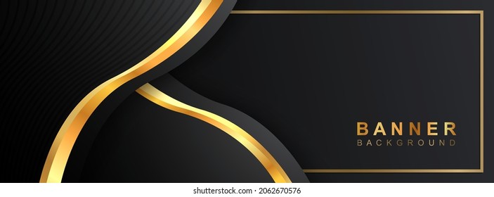 Abstract black and gold background, Vector abstract banner design