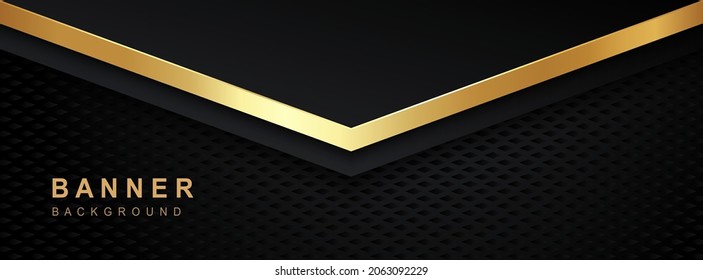 Resumen de fondo negro y oro, diseño de pancartas abstractas vectoriales