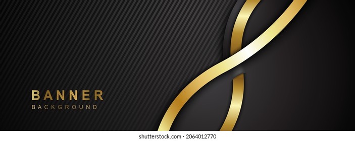 Abstract black and gold background, Vector abstract banner design
