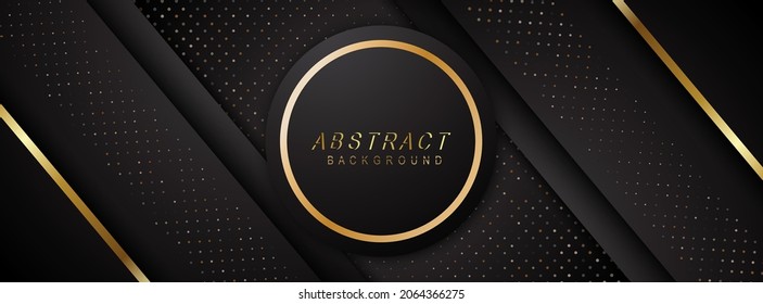 Abstract black and gold background, Vector abstract banner design