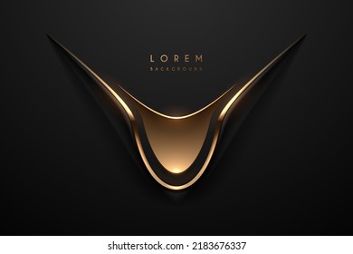 Abstract black and gold badge on black background