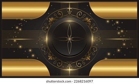 Resumen de diseño de plantilla de marco de círculo negro y dorado