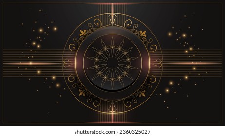 Abstract black and gold circle frame design