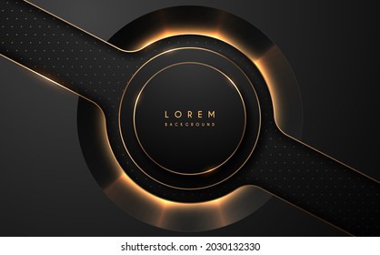 Abstract black and gold circle luxury background