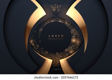 Abstract black and gold circle luxury background