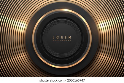 Abstract black and gold circle luxury background