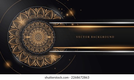Abstract black and gold circle mandala background