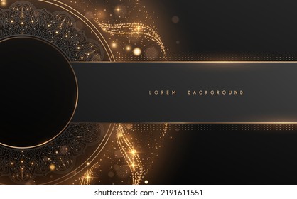 Abstract black and gold circle ornate background