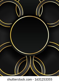 Abstract. Black and gold circle shape background. design art deco style. Vector.