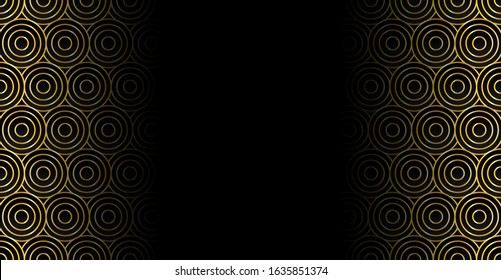 Abstract. Black and gold circle shape background. design art deco style. Vector.