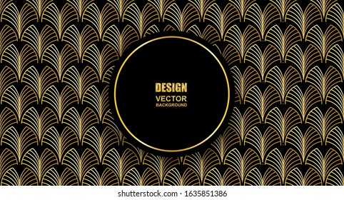 Abstract. Black and gold circle shape background. design art deco style. Vector.