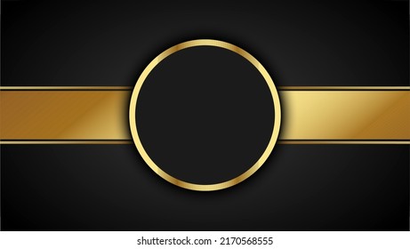 Abstract black gold circle shape  Luxury Dark Navy Combination and Golden Lines Background Design  Gold frame the dark background 
Holiday banner design  Minimalist decoration 