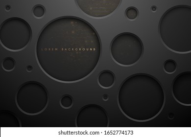 Abstract black and gold circle shapes background