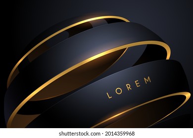 Resumen de formas de círculo negro y dorado fondo