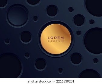 Abstract black and gold circle shapes background Template. Black and gold color background. Vector design template.