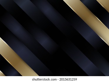Resumen del fondo de rayas diagonales en negro y oro y estilo de lujo texturizado. Ilustración del vector