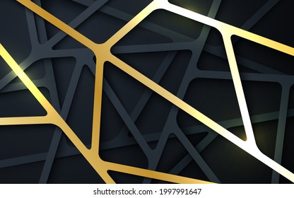 Abstract black and gold dimension line background
