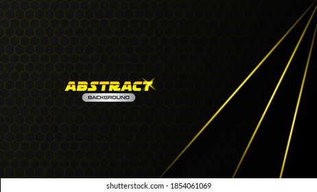 Abstract black gold frame sport design concept innovation background. dark gold background template. Premium Vector