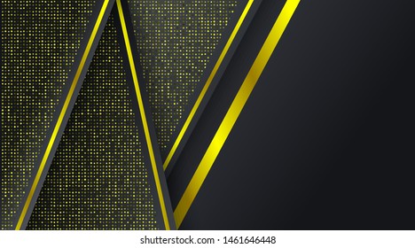 Abstract Black Gold Frame Tech Glowing Elegant Luxury Design Background Template Vector