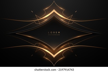 Plantilla de marco de color negro y dorado abstracto