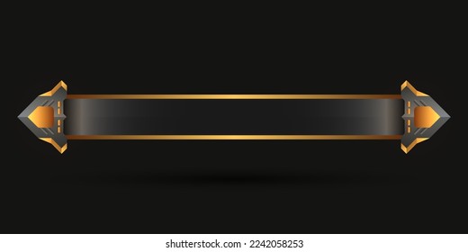Abstract black and gold game interface screen title banner bar template