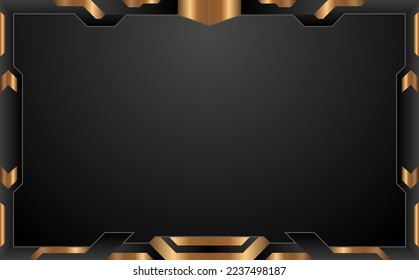 Abstract black and gold game overlay screen interface frame for live video streaming