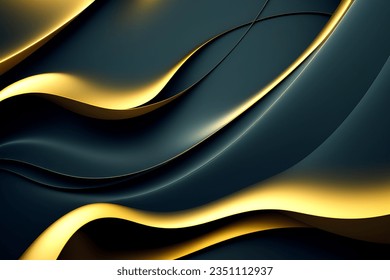 Resumen de fondo geométrico negro y dorado. Composición dinámica de formas. Ilustración vectorial.