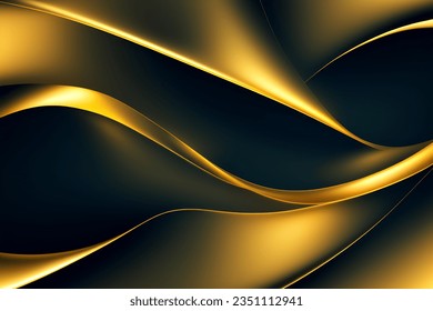 Abstract black and gold geometric background. Dynamic shapes composition. Vector illustration.