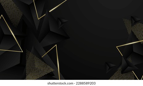 Resumen de fondo de forma geométrica en color negro y dorado con líneas doradas