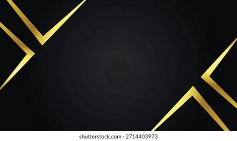 Abstract black and gold geometric shape background with golden lines