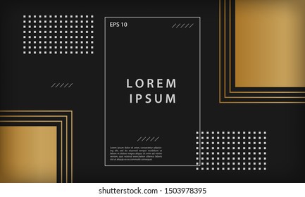 Abstract black and gold geometric shapes background. Modern minimal vector design template.