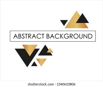 Abstract black and gold geometric vector background with triangles.