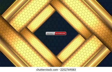 Resumen de fondo de lujo hexagonal negro y dorado