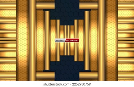 Abstract black and gold hexagonal luxury background